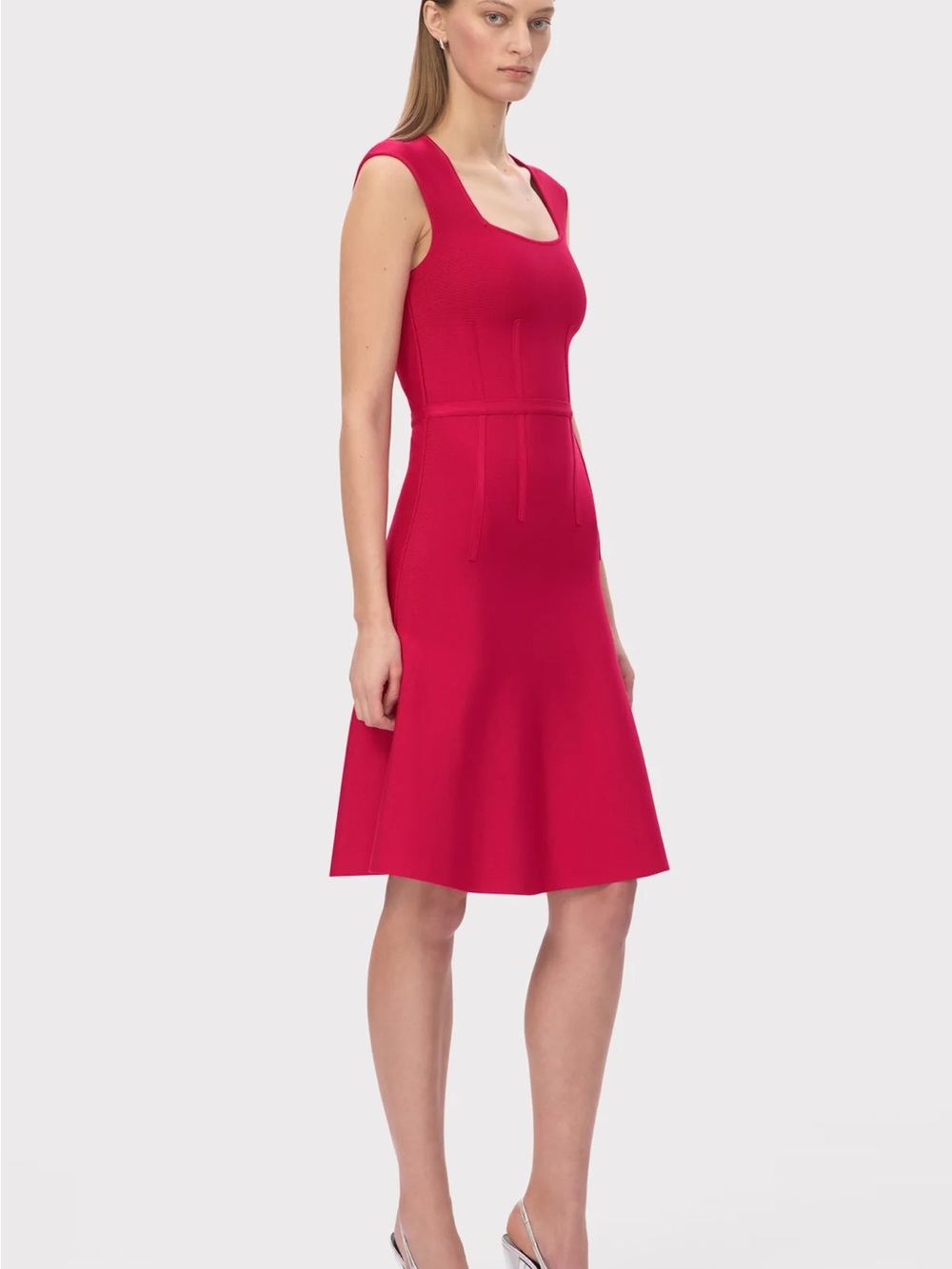 Herve Leger Vibrant Pink Bandage Midi Dress NWT